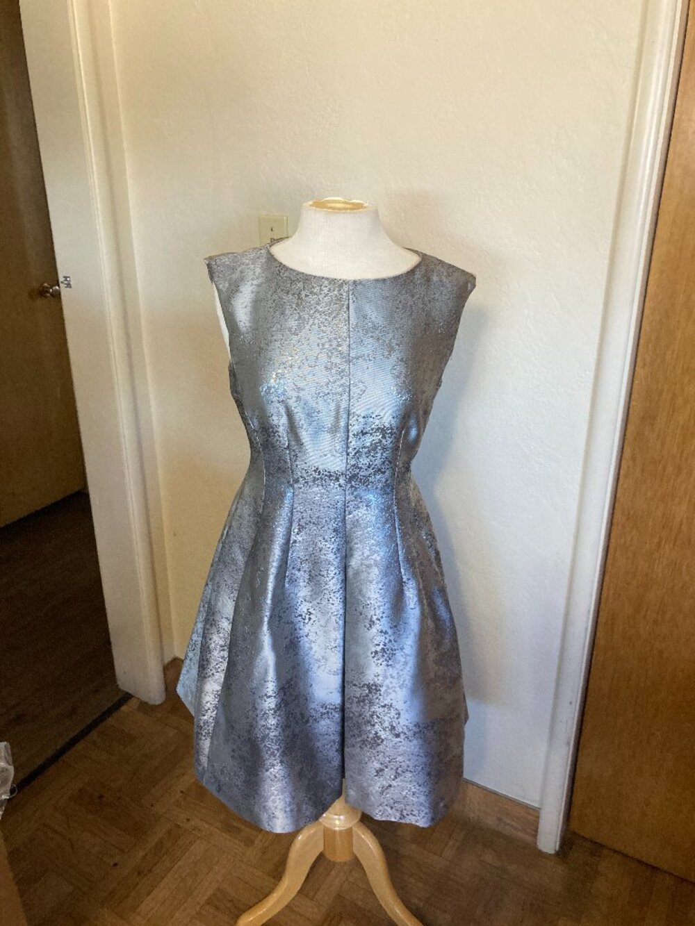 Silver metallic fit and flare Anne Klein dress